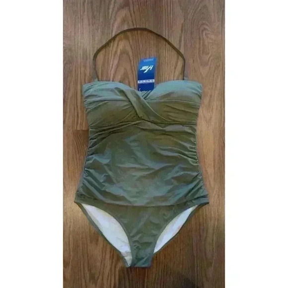 NWT Hilor Bandeau One Piece Swimsuits Front Twist Swimwear Strapless, Size 6 - Picture 5 of 14